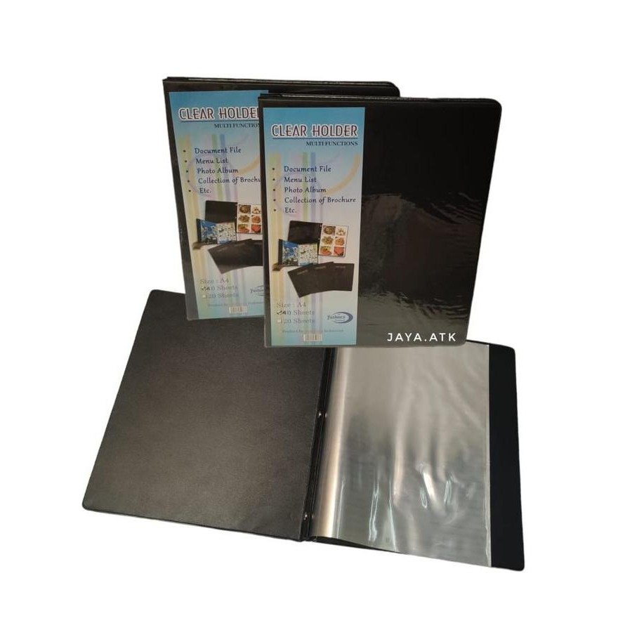 

JUAL MAP CLEAR HOLDER DOKUMEN A4 40 LBR HITAM KULIT MAP ARSIP IJAZAH KEEPER