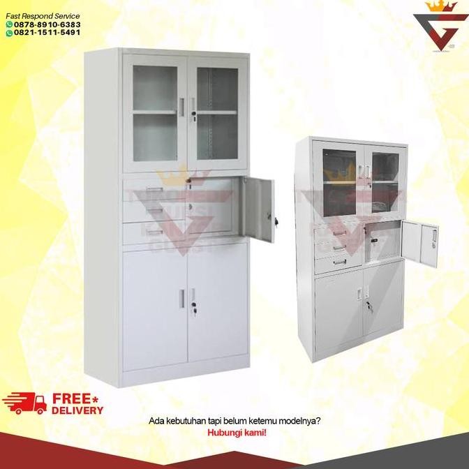 

PROMO Lemari Arsip Kantor Besi Kombinasi w/ Kaca Brankas WLS 035