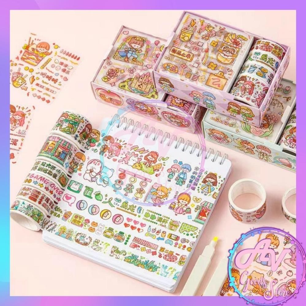 

Paket 1Box Sticker Momo Set / Sticker Roll Momo Set / Washi Tape Isolasi Sticker Momo Fancy