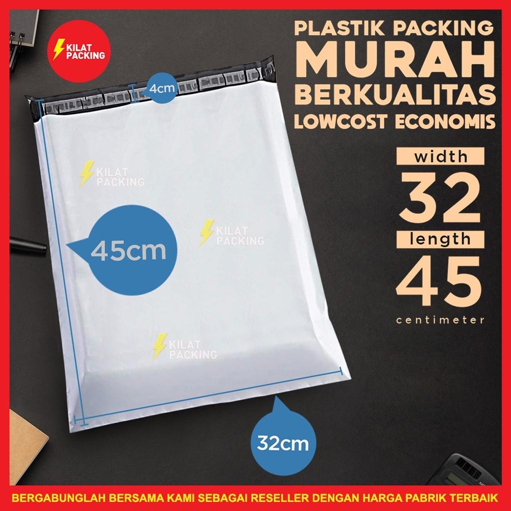 

Polymailer Low Cost Amplop Packaging Olshop Ekonomis Putih 32X45Cm