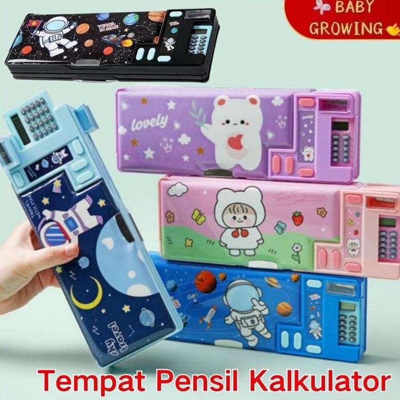

NEW!!! Kotak Pensil Pop Out Kalkulator Pencil Case Tempat Pensil Unicorn Astronot Kotak penyimpanan alat tulis multifungsi mekanis