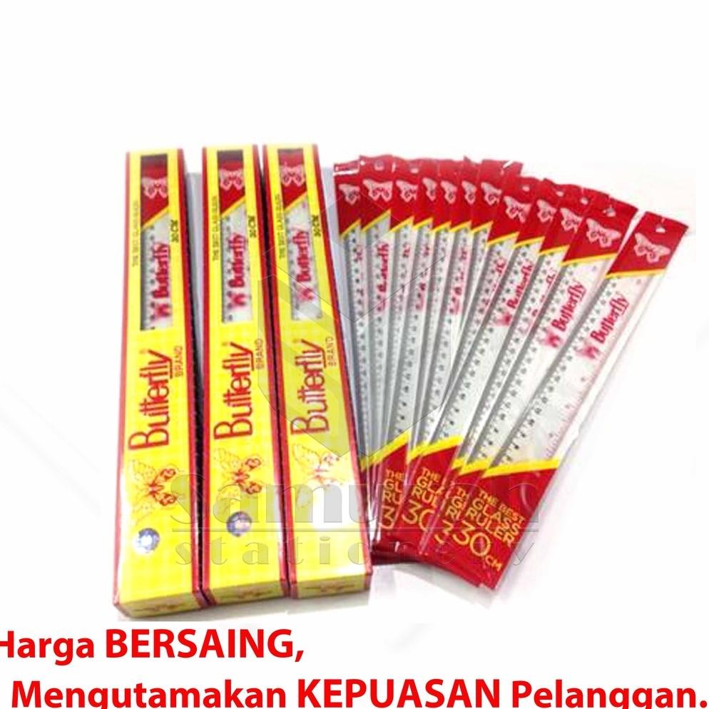 

Inovatif Penggaris Plastik Buterfly 30 Cm Per Lusin / Mika Glass Ruller Butterfly / Alat Ukur Panjang 30 Centimeter 1 Pak