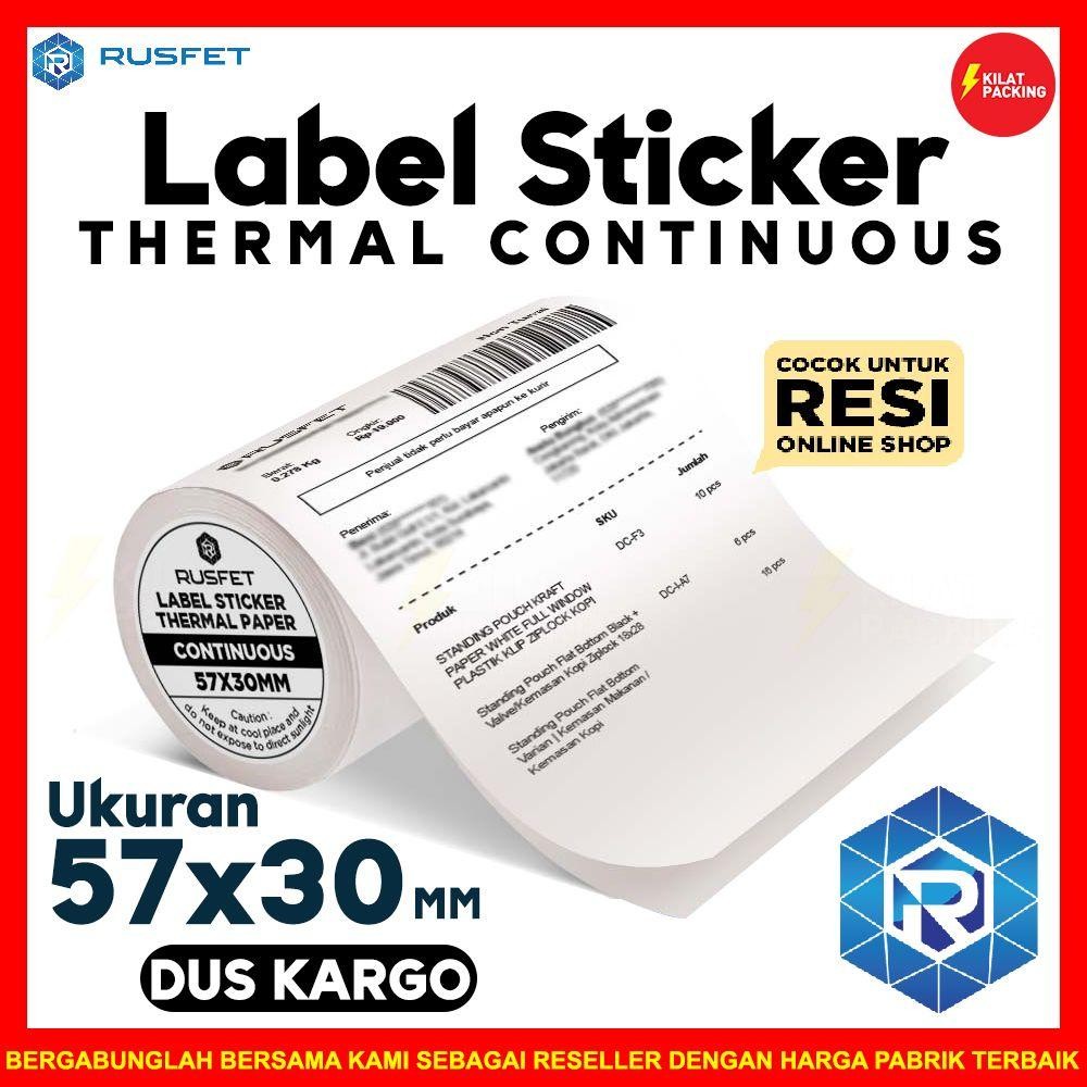 

Label Sticker 57X30 Thermal Continuous Rusfet Lebel Dus Kargo