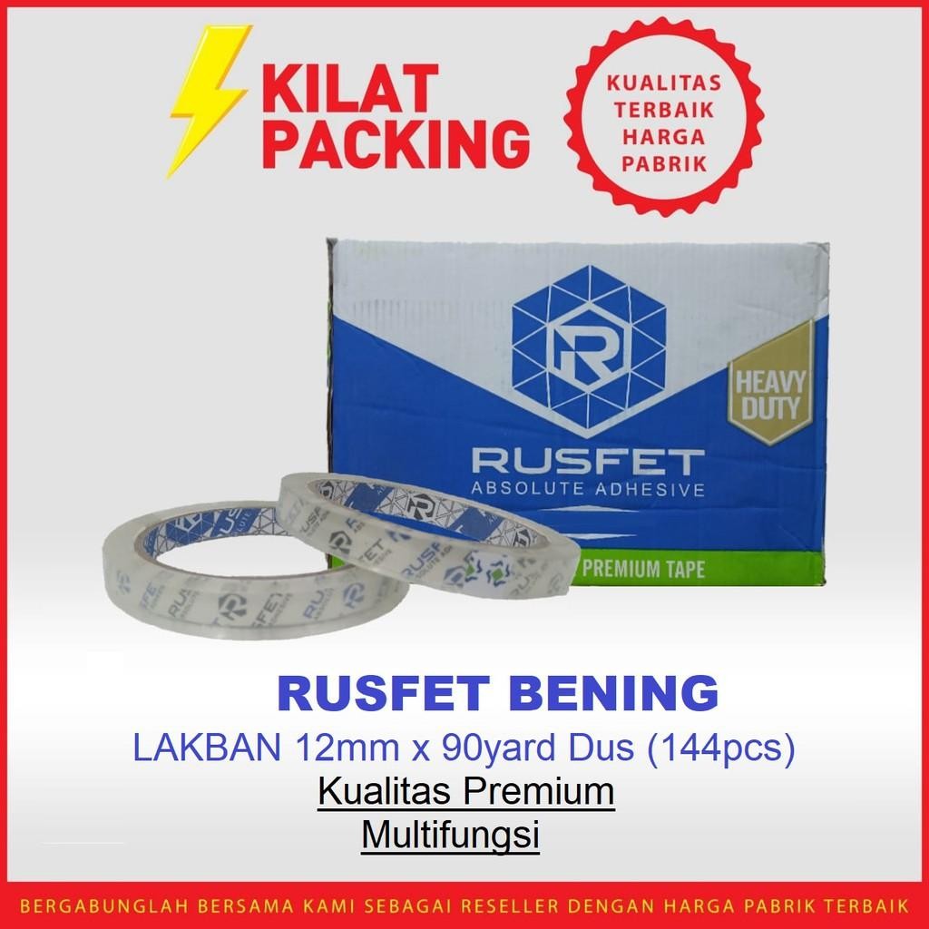 

Lakban Bening Rusfet 0.5 Inch(12Mm)-Clear Premium 72Yard Dusgojek/Grab