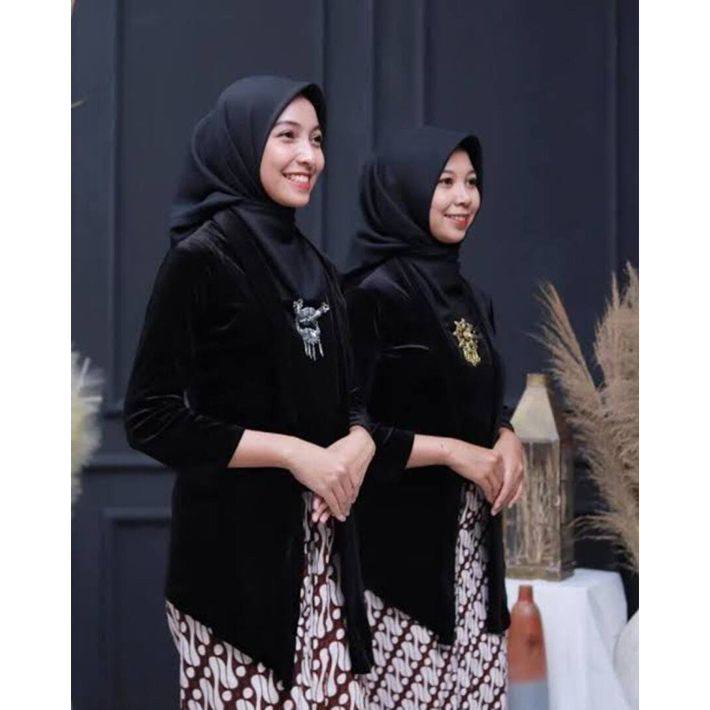 Bergaransi Bludru Hitam Kebaya Bludru Kutubaru Wanita Kartini
