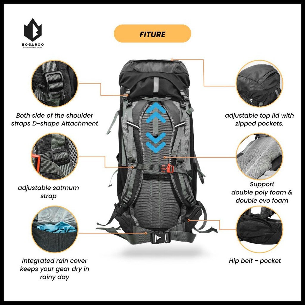 BOGABOO TAS KERIL MORIGUS 60 LITER +COVER BAG - TAS CARRIER - CARIER - TAS CARRIER ULTRALIGHT - TAS 