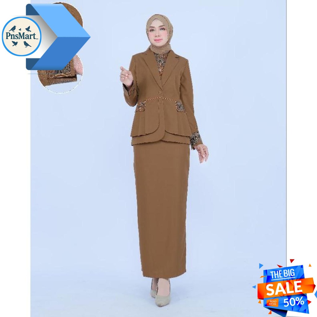 SERAGAM DINAS KERJA PEMDA TUA ROMPI RIMPEL KOMBINASI BATIK SETELAN ROK SPAN/CELANA PANJANG/ROK.A KAT