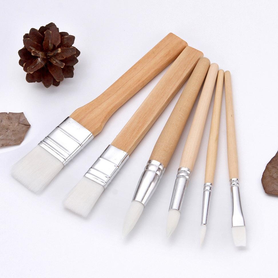 

NEW!!! 1 SET 6 PC KUAS LUKIS / KUAS MELUKIS CAT AIR Nylon Wooden Handle Acrylic Painting Brush