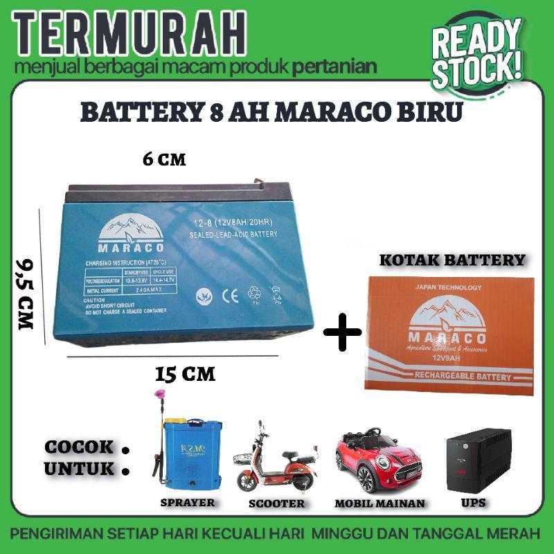 Aki Battery 8Ah Maraco / Aki Tangki Semprot/Aki Mobil Mainan/Aki Batre Sprayer Elektrik 12V