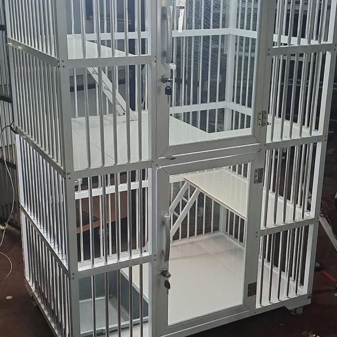 kandang kucing aluminium 2 tingkat