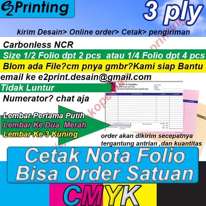 

Cetak Nota bon Full Warna 3ply bisa order satuan