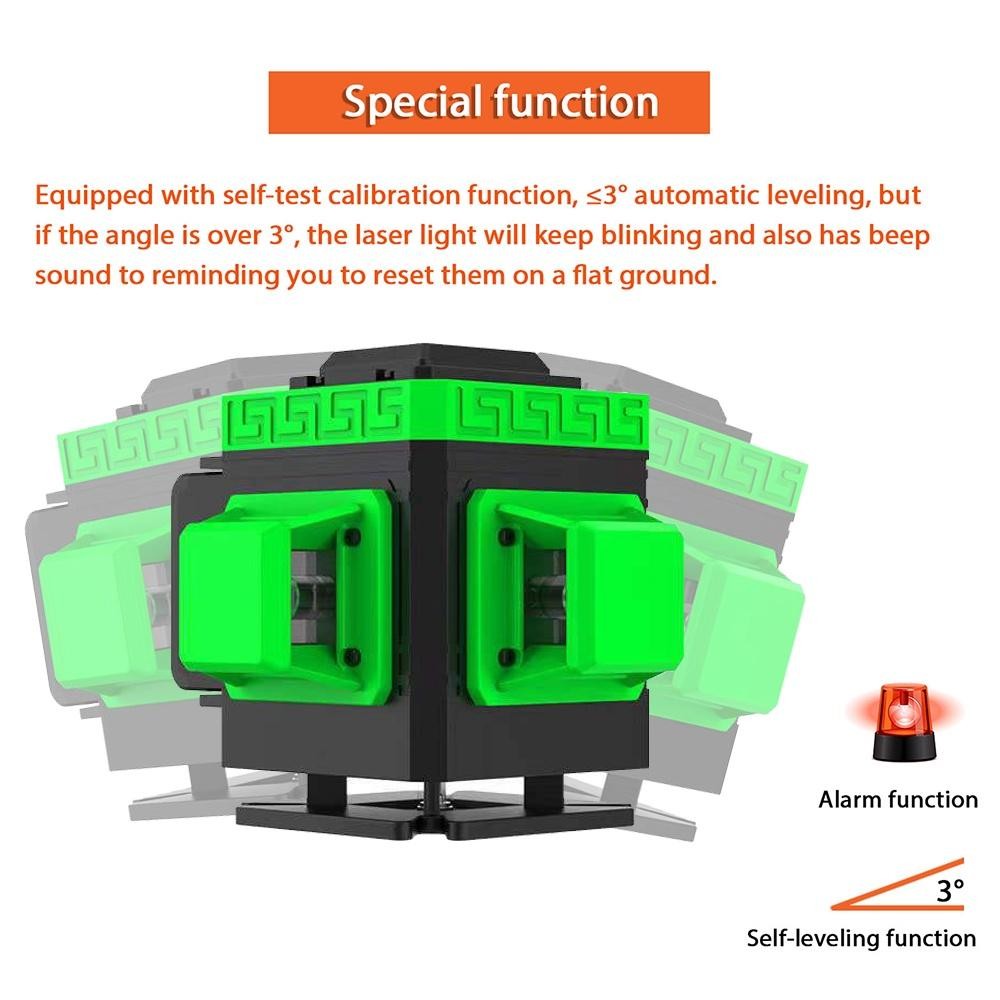 Laser Level 12 Line 16Line  3D 4D Laser Tingkat Self-Leveling 360 Horisontal Vertikal Rotary Laser