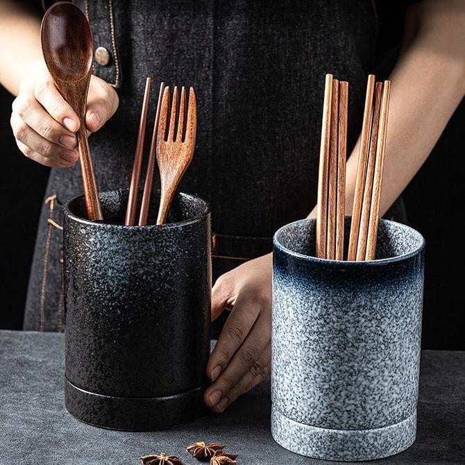 Mori Cutlery Holder / Wadah Tempat Sendok Garpu Keramik Jepang Unik MRS01