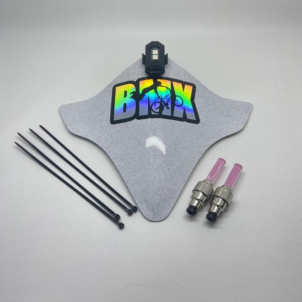 Termurah Paket Visor Sepeda Bmx + Stiker Hologram Bmx + Lampu Tempel + Lampu Tutup Pentil Nyala Ghs-