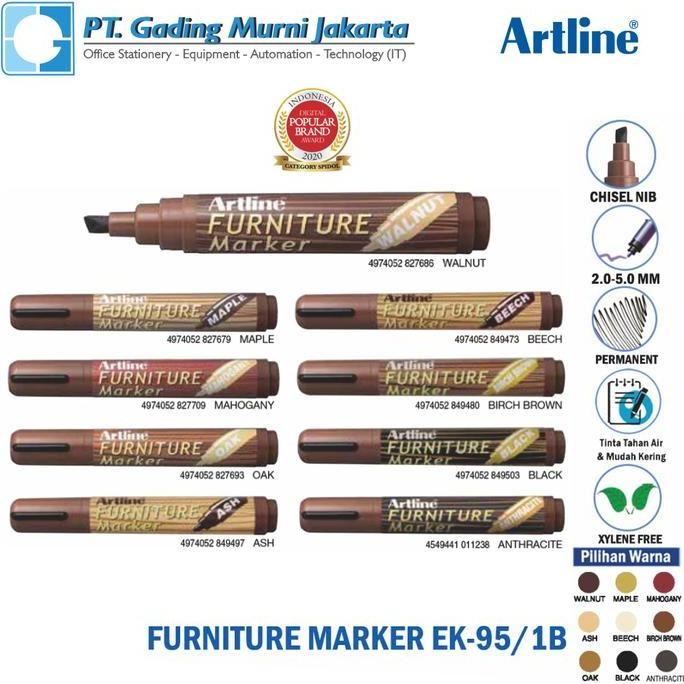 

Spidol Furniture Marker Ash Artline Ek-95 - Tinta Waterproof & Permanen - 8 Warna Tersedia - Plastik, Stationery, Akrilik