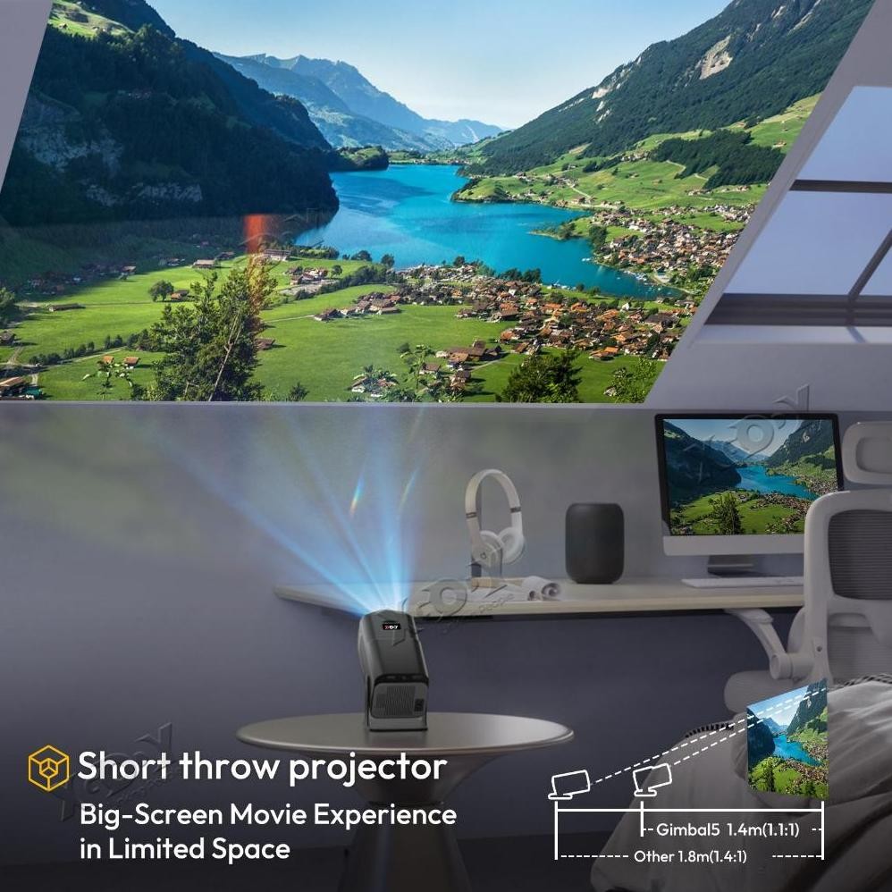 XGODY Gimbal5 Smart Proyektor LCD - Android11 -FHD 1080P - MirrorLink - Auto Keystone -300 ANSI