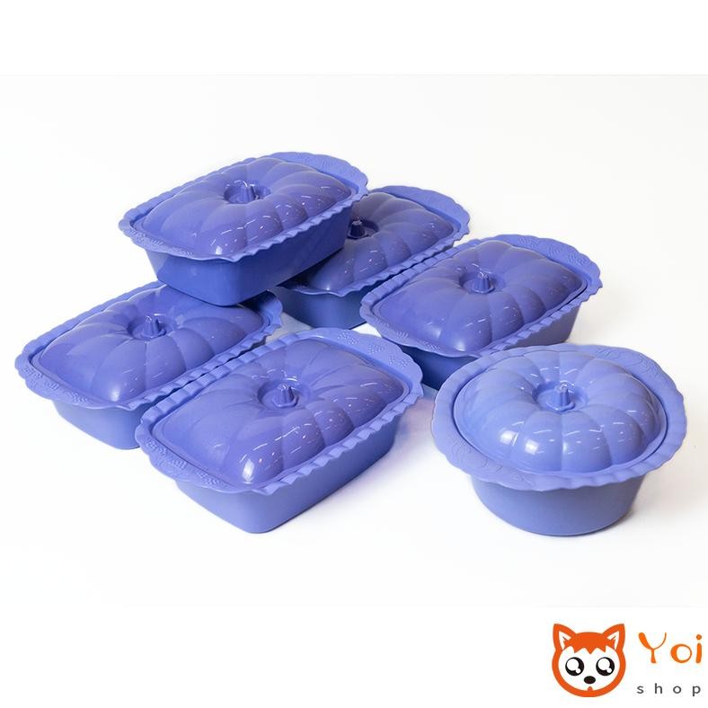Ready Yoi - 5+1=6Pcs Prasmanan Set / Basi Persegi 5Pcs + Basi Bulat 1Pcs / Set Prasmanan Plastik / T