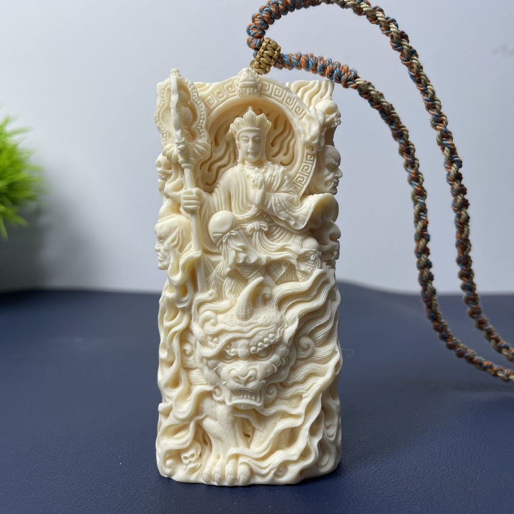 Ornamen Tali Asli Gajah Gading Buatan Tangan/Tag Gantungan Gigi Ukiran Unisex