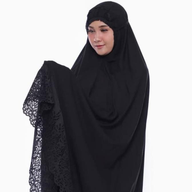 new MUKENA SITI KHADIJAH RAYON HITAM JUMBO PREMIUM murah
