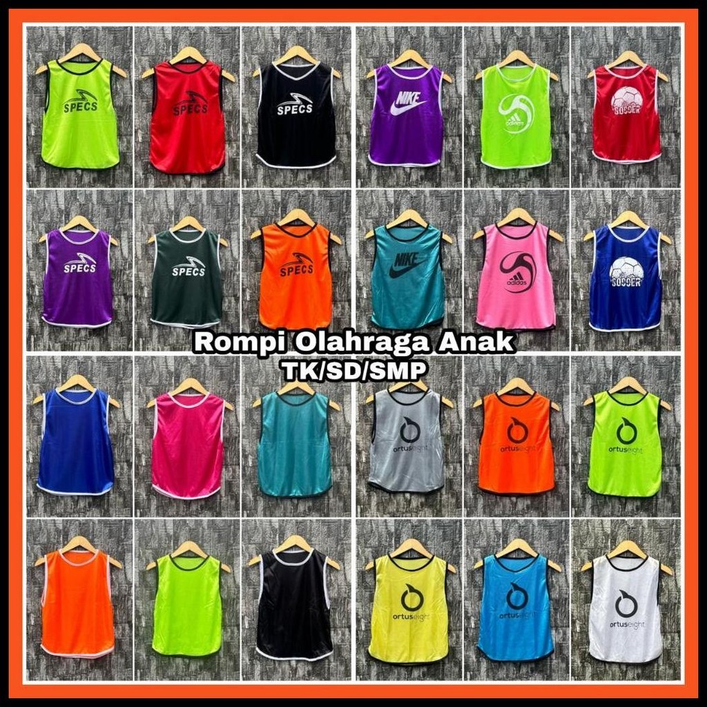 12 PCS ROMPI OLAHRAGA SEPAKBOLA FUTSAL ANAK ANAK LUSINAN ROMPI FUTSAL BOLA JUNIOR LUSINAN