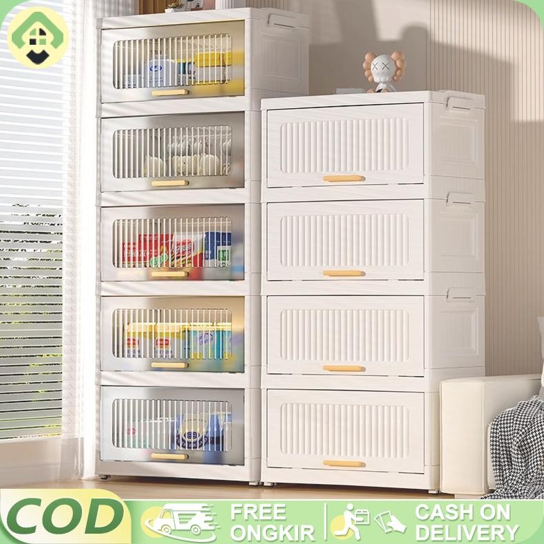 FLIP SUSUN LEMARI SERBAGUNA PLASTIK  40/50CM LEBAR DAPAT DILIPAT FLIP TRANSPARAN PUTIH MINIMALIS RAK