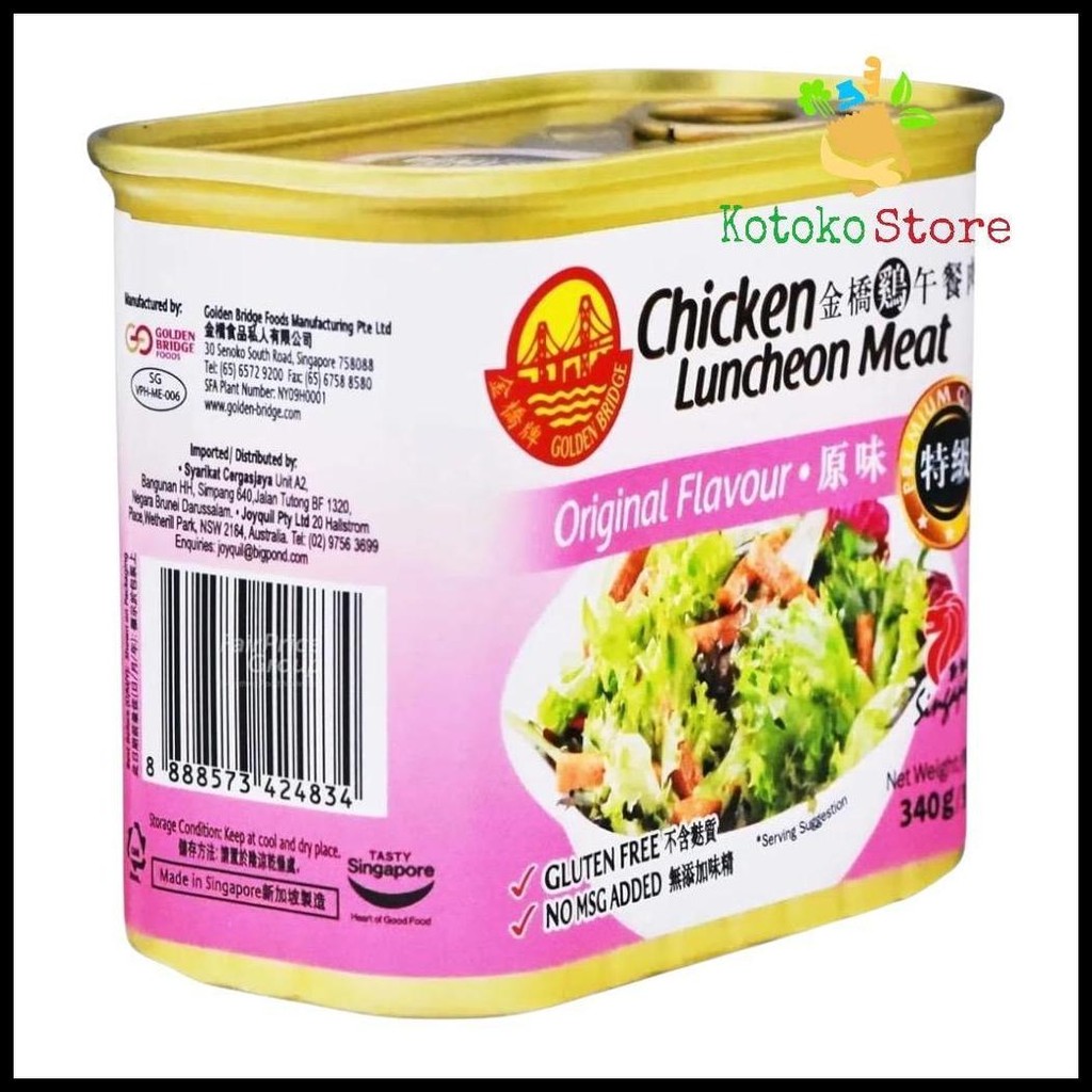 

CHICKEN LUNCHEON MEAT GOLDEN BRIDGE / CHICKEN LUNCHEON MEAT ORIGINAL FLAVOUR / GOLDEN BRIDGE CHICKEN LUNCHEON MEAT