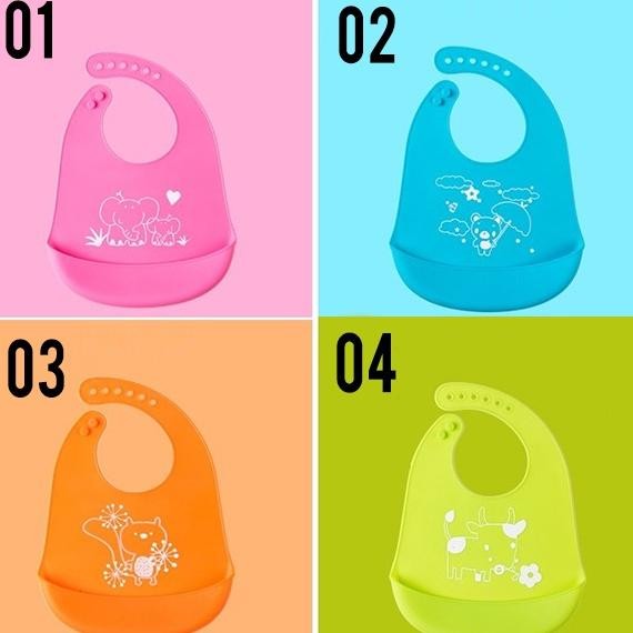 Lkm359 Celemek Makan Bayi | Slabber Bayi Waterproof | Celemek Bayi Silikon | Bib Sleber Silicone | [