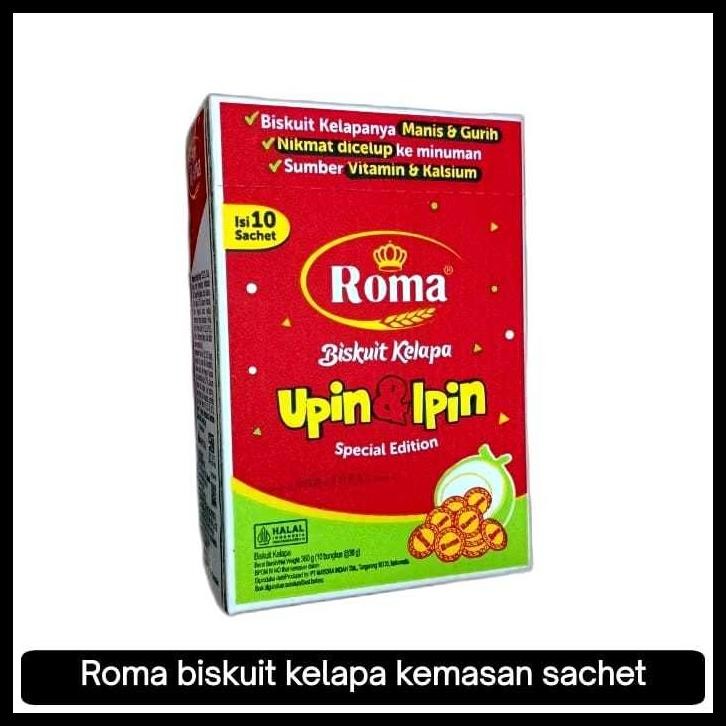 

ROMA BISKUIT KELAPA UPIN & IPIN | ISI 10 BKS @ 36 GR | MAYORA