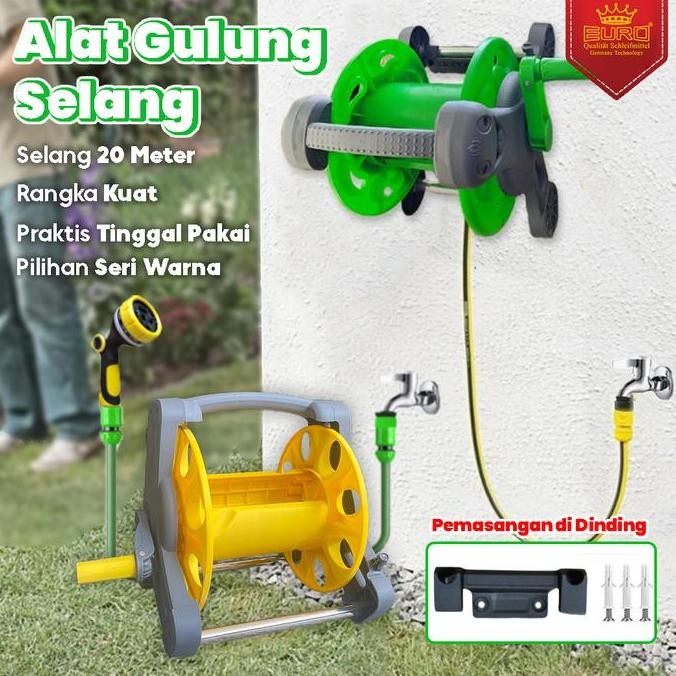 Alat Penggulung Gulung Gulungan Selang (Hose-Reel) 25m ALAT RANGKA GULUNGAN SELANG GARDEN KEBUN SELA