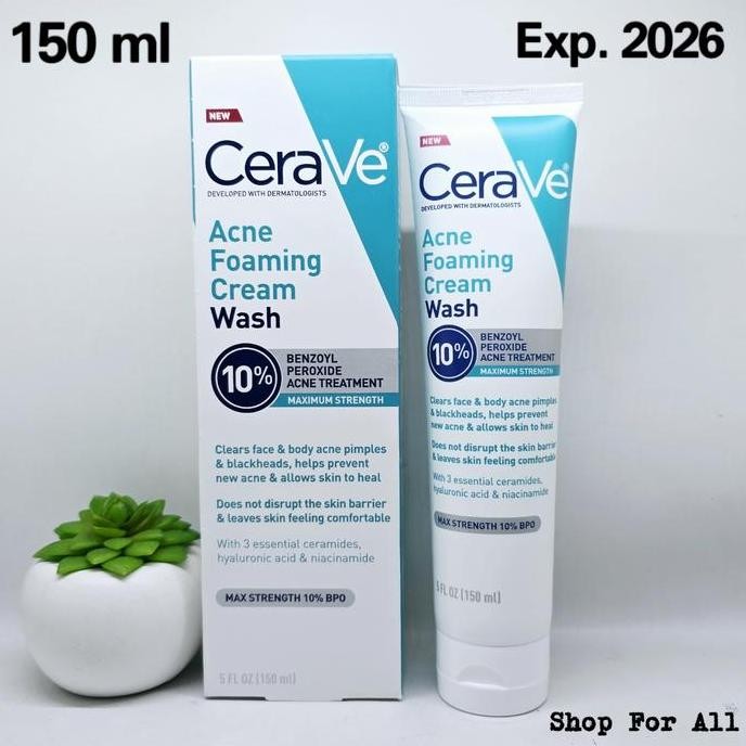 TERBARU - CERAVE Acne Foaming Cream Wash 10% Benzoyl Peroxide Acne Treatment