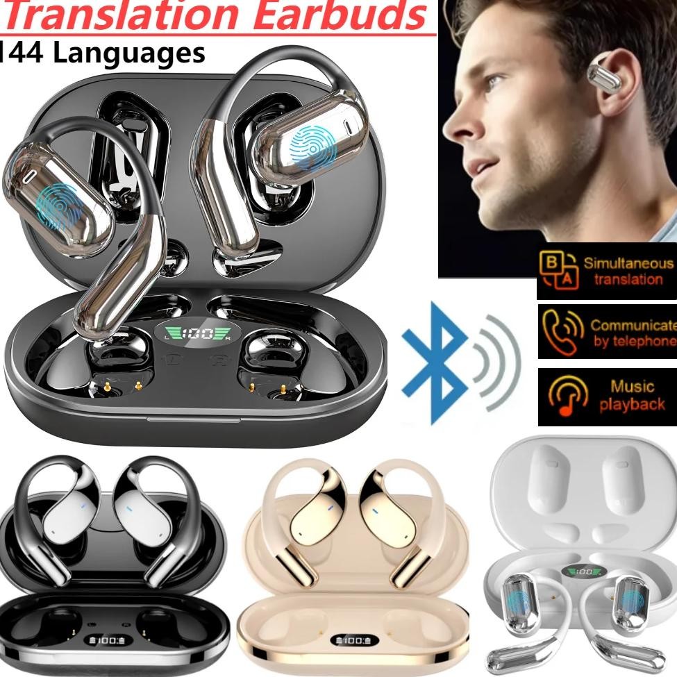 

Wireless Bluetooth Translation Earbuds Real Time Translator Headphones Ai Translating Noise Cancelling Earphones 144 Languages