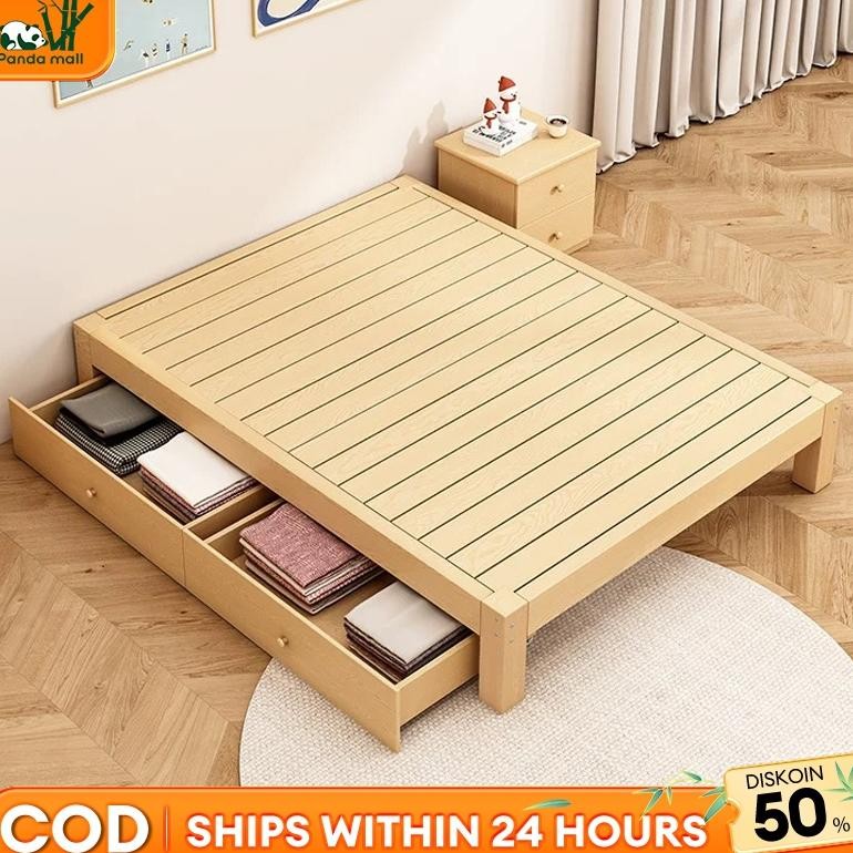 Dipa Tempat Tidur 100% Kayu Solid Tempat Tidur Dengan Laci Ranjang Kayu Divan Kayu Divan Kasur