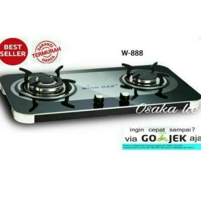 Tersedia KOMPOR GAS TANAM KACA WIN GAS W-888 2 TUNGKU