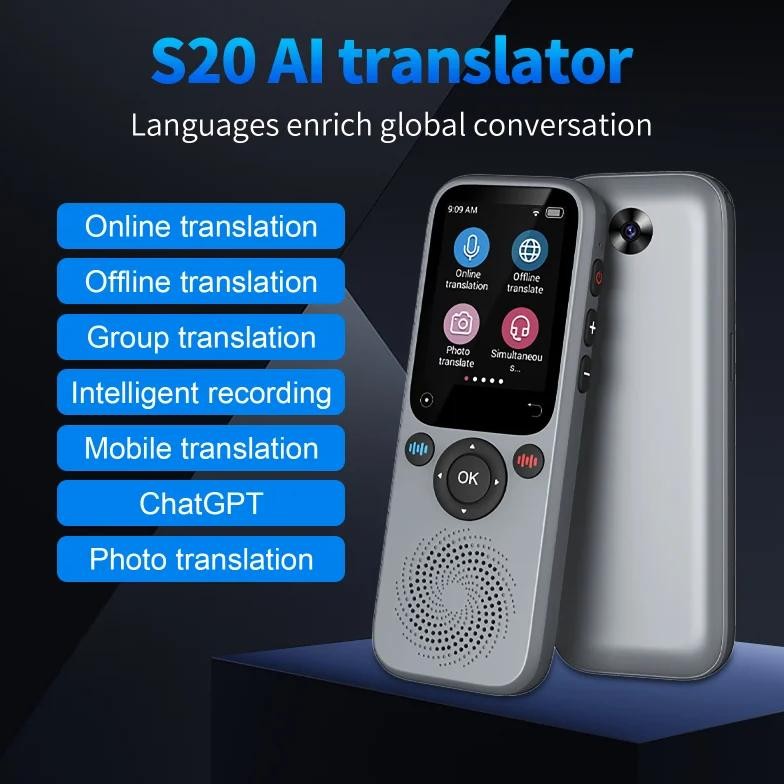 

AI Intelligent Translation Machine with 138 Online Translation Languages, WIFI Wireless Photo Taking and Translation Recording