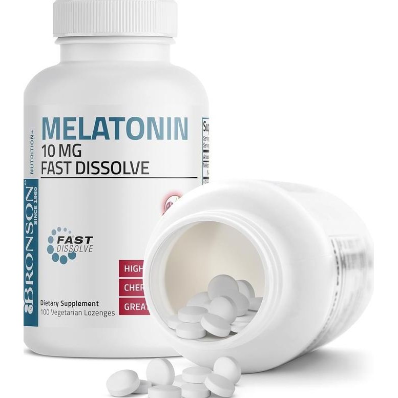 

NEW Bronson Melatonin 10mg Fast Dissolve Cherry Flavored Tablets Vegetarian Chewable Lozenges, 100 Count