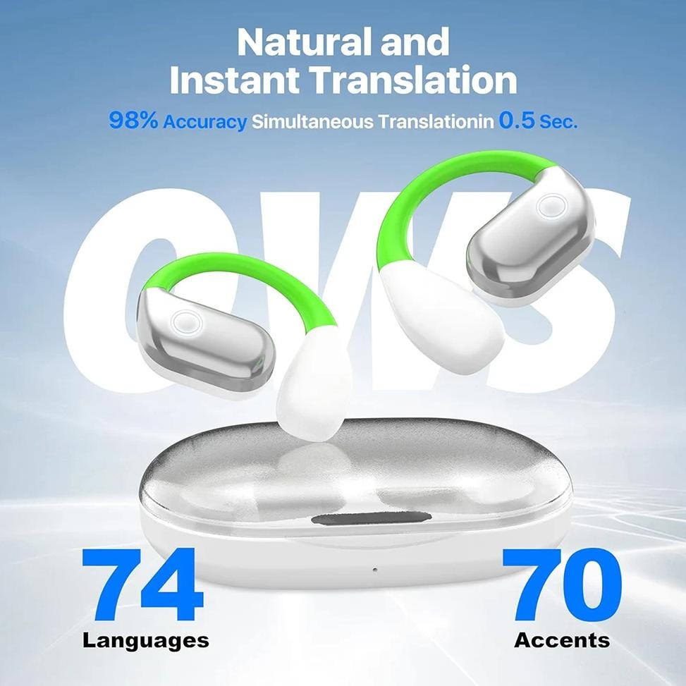 

Bluetooth-Compatible Wireless Open-Ear Headphones Long Battery Life Real-Time Two-Way OWS Earbuds for Travel Business Learning