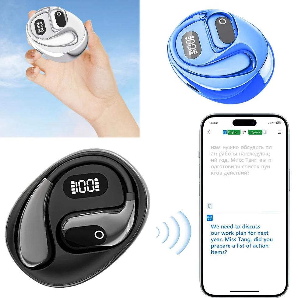 

AI Translator Earbuds 138 Languages Bluetooth-Compatible 5.3 Real-time Two-Way Earbuds Open Air Traductor Smart Voice Translator