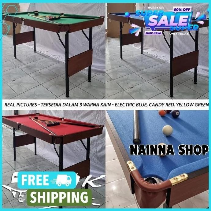 MIKI 5-FT MINI POOL TABLE- MAINAN HADIAH ANAK MEJA BILLIARD MDF 5FT BILIAR FOLDABLE LEG KAKI LIPAT C