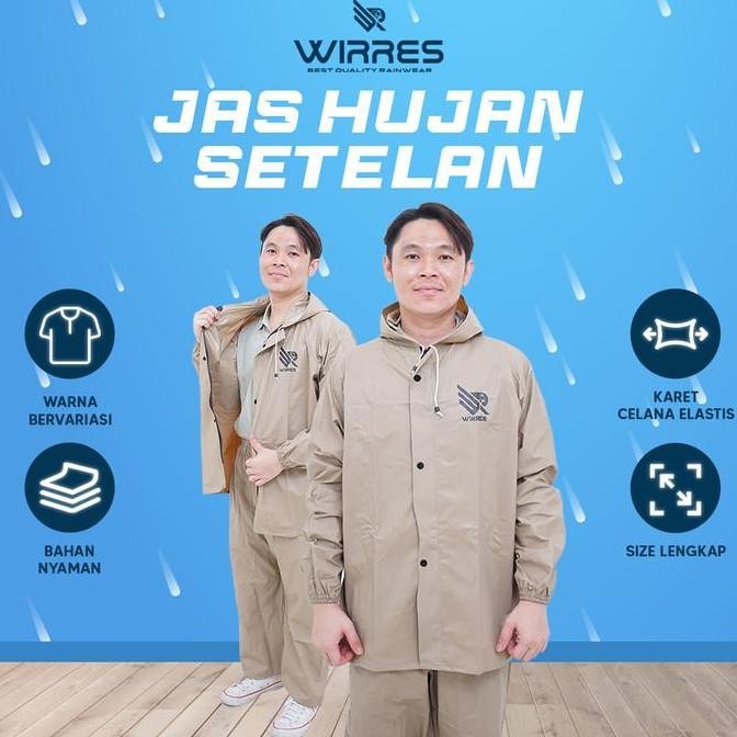 Jas Hujan Setelan Mantol Wirres - Raincoat Pria & Wanita, Anti Rembes Dan Tahan Air - Biru, Xl H6S