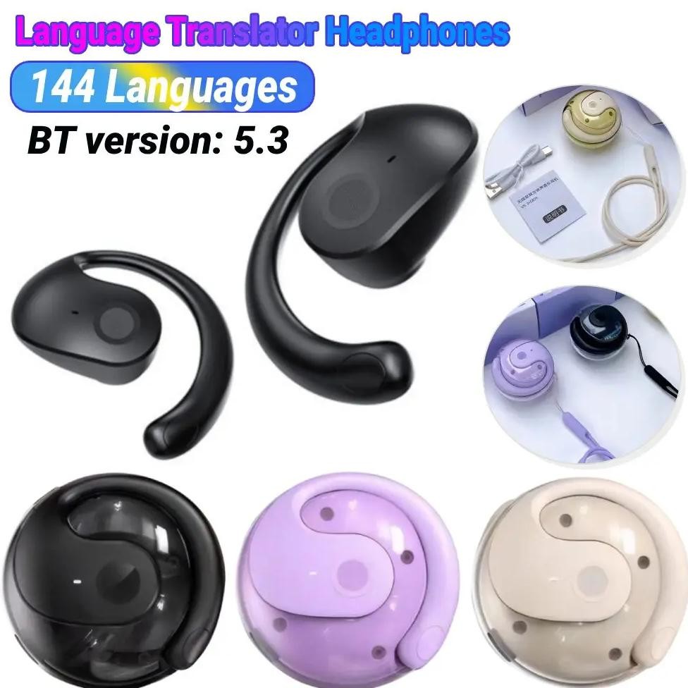 

Wireless BT AI Language Translation Headphones Ball Shape Bluetooth-Compatible 5.3 Ear Hanging Headphone Open-Ear Headphones