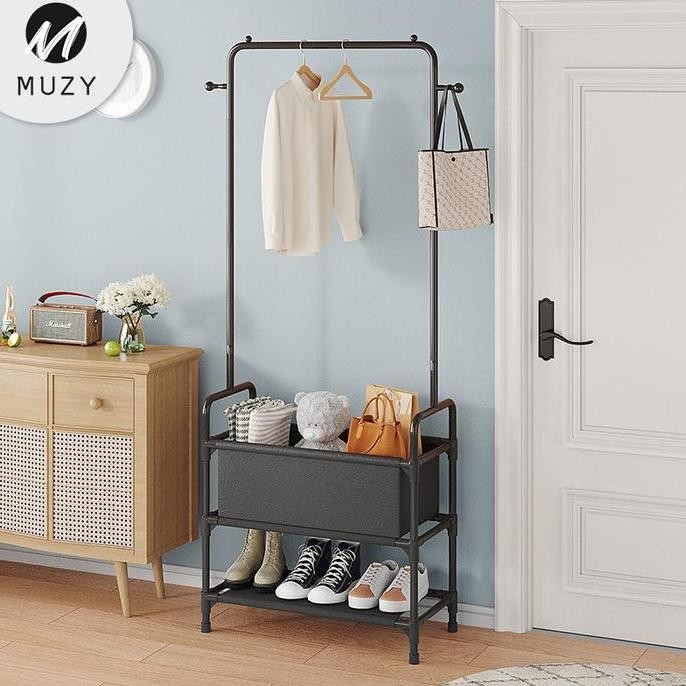 Muzy Rak Besi Penyimpanan Pakaian Rak Gantungan Jemuran Baju HSH120