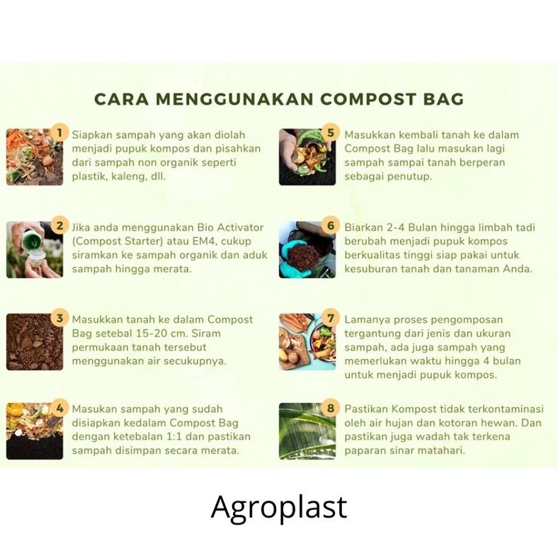 Promo Compost Bag Eco Pack Tas Kompos Pengolah Sampah Organik Menjadi Pupuk Ukuran S(50Liter) M(80Li