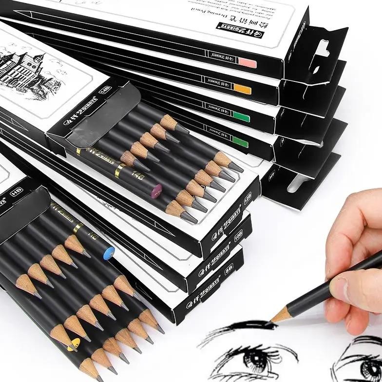 

12 Pcs/Set Professional Sketch Drawing Pencil Set 4H 2H H Hb 2B 4B 6B 8B 10B 12B 14B Painting Pencils Stationery Art Supplies