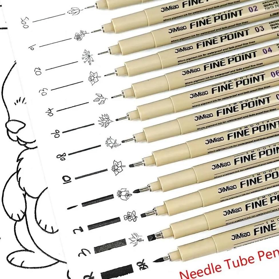 

1Pcs Micron Ink Marker Pen Sketch Stationery Set Art Supplies Drawing Pen Pigment Liner 12 Tips Sketching Needle Pen