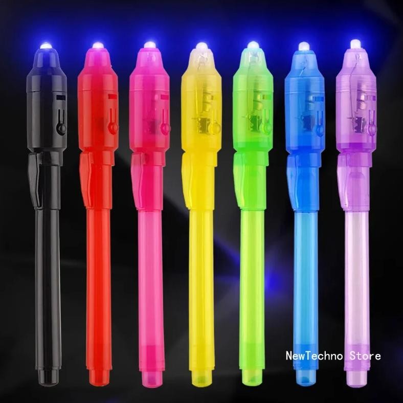 

Luminous Light Pen Magic Purple 2 In 1 Uv Black Light Combo Drawing Invisible Ink Pen Learning Education Toys For Child