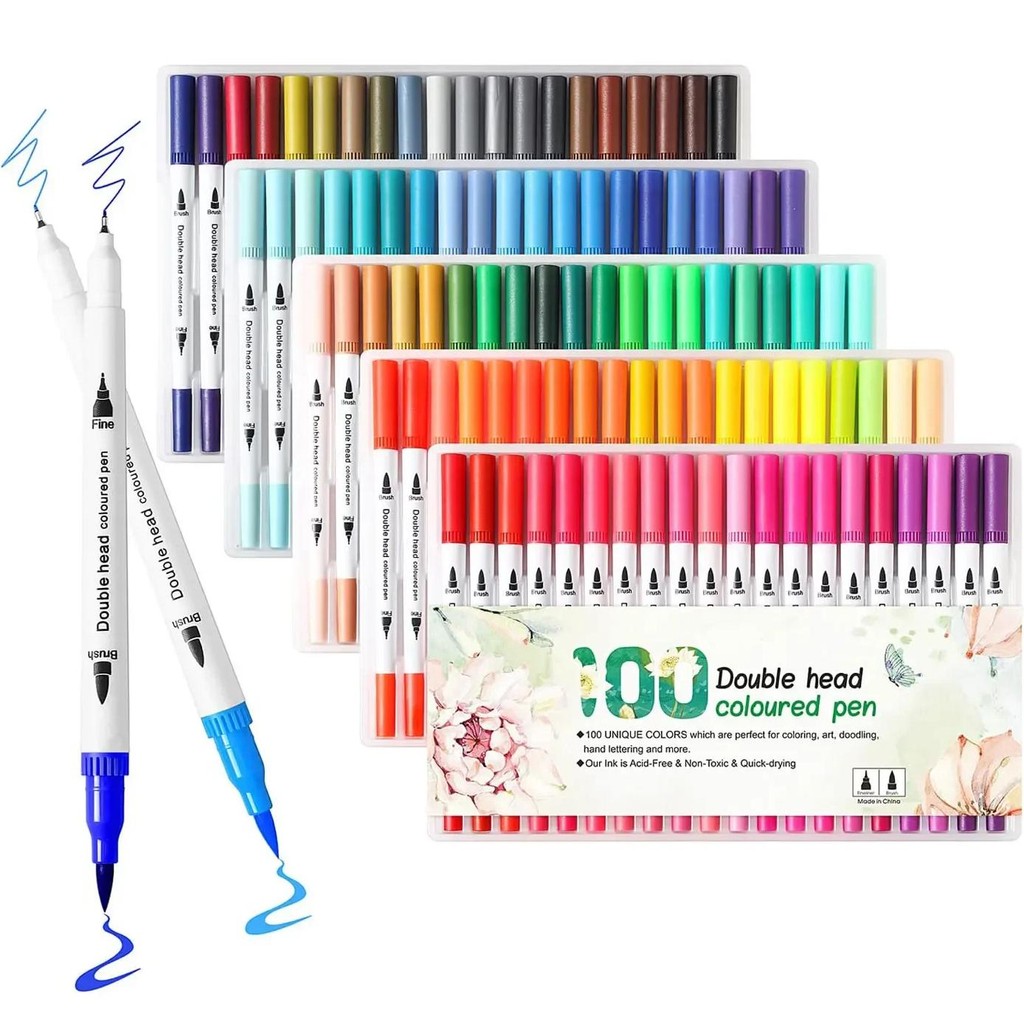 

12-120 Colors Art Marker Pen Set Dual Brush Tip Fine Tip Watercolor Pen Journaling Letter Drawing Marker School Supplies