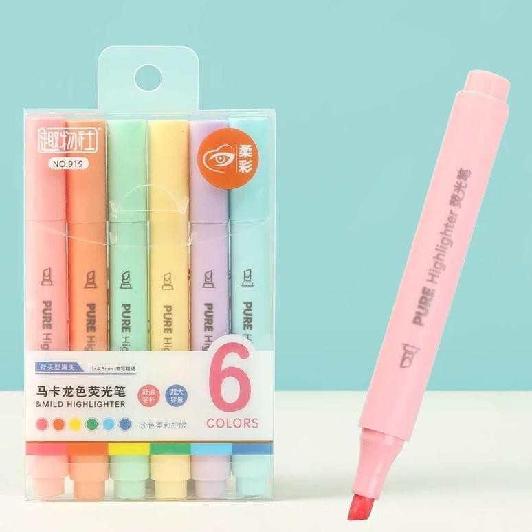 

6Pcs/Set Pastel Color Macaron Highlighter Pen Marker Pens Fluorescent Pen Drawing Highlighters Cute Stationery School Supplies