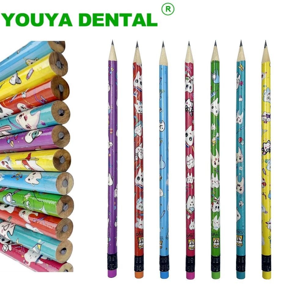 

100Pcs Assorted Colorful Tooth Pattern Pencil Eraser Tops Pencils Dental Creative Molar Shaped Drawing Pencil For Kids Children