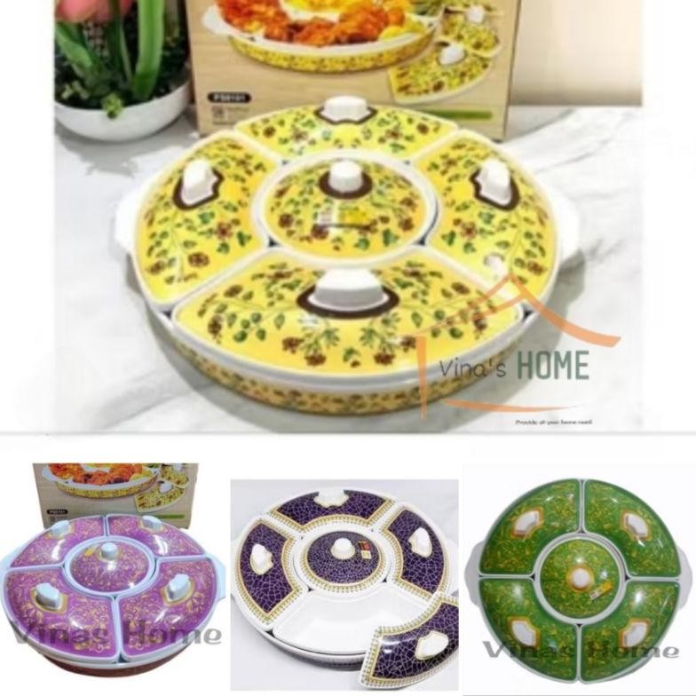 GF21 yt- (GARANSI ) Party set Melamin ukuran 14inch Prasmanan putar Golden Dragon melamine  - PS0101
