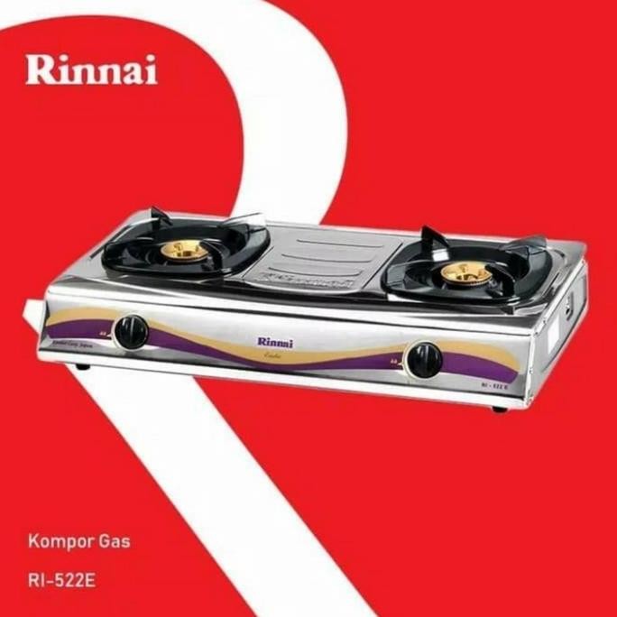 Tersedia KOMPOR GAS RINNAI STAINLESS / KOMPOR GAS RINNAI RINAI 2 TUNGKU 522E